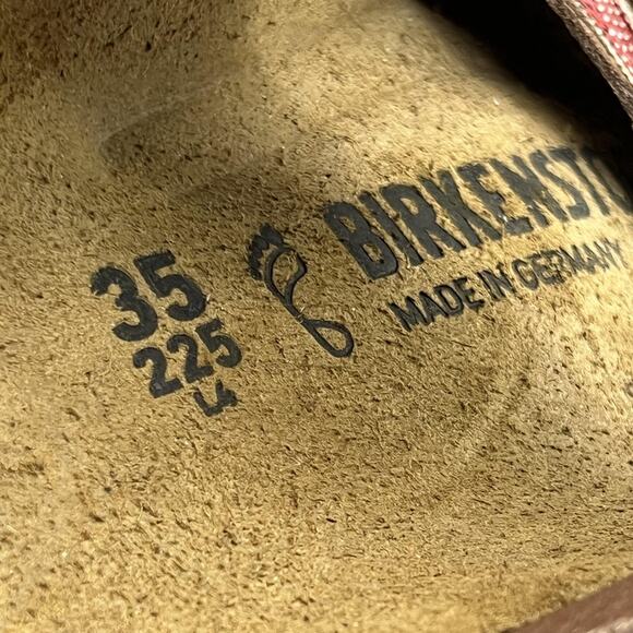 Birkenstock Arizona Sandals Women Size 4 Red Goyard Print Two Strap Buckle Shoes - Picture 8 of 9